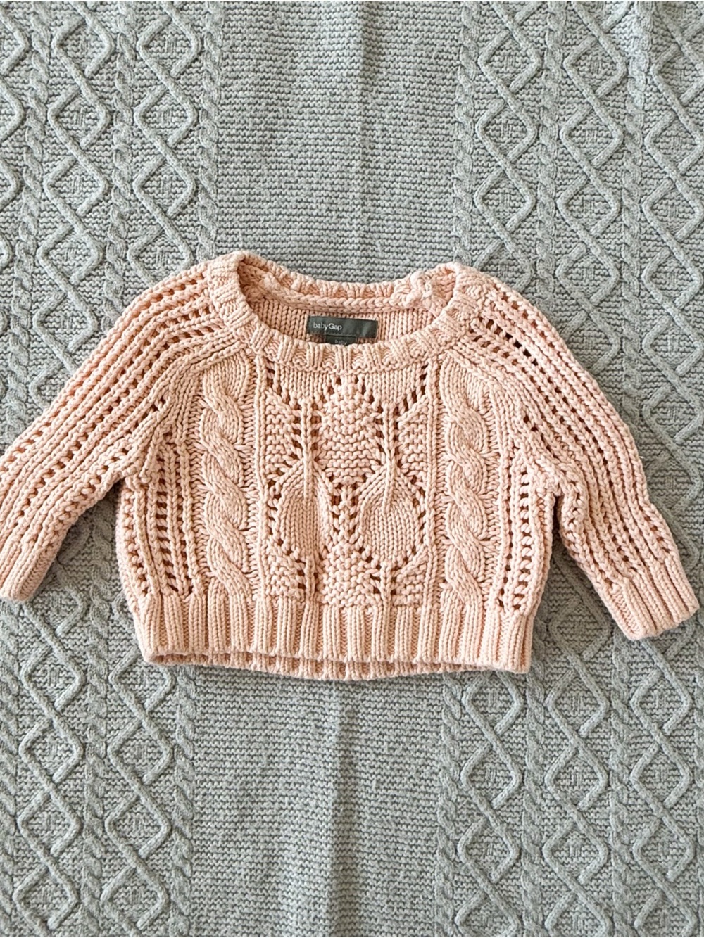 Baby GAP Pale Pink Cable Knit Sweater